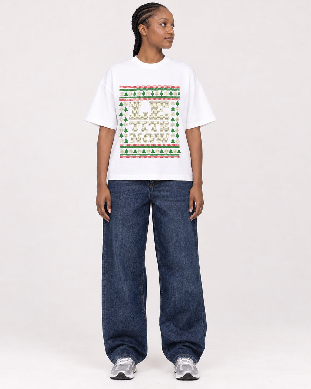 Mockup Boxy Heavyweight Tee White female full-body 44