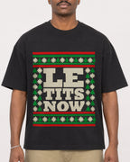 Mockup Boxy Heavyweight Tee Black male close-up 44