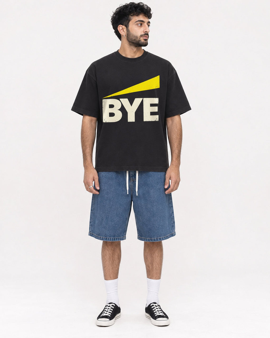 Mockup Boxy Heavyweight Tee Black male full-body 07