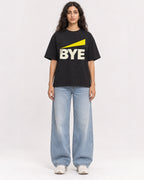Mockup Boxy Heavyweight Tee Black female full-body 07