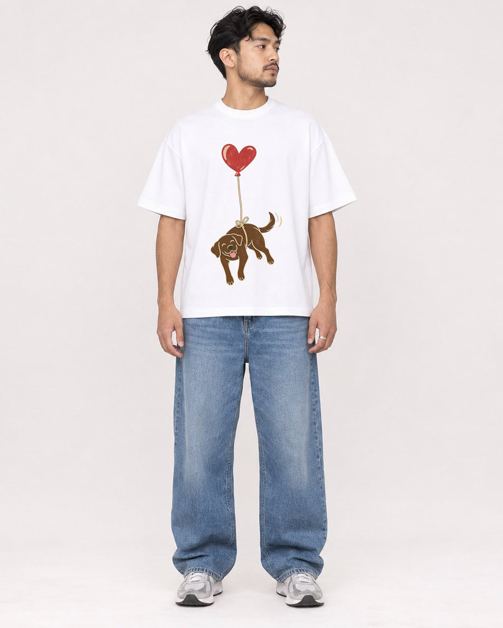 Mockup Boxy Heavyweight Tee White male full-body 02