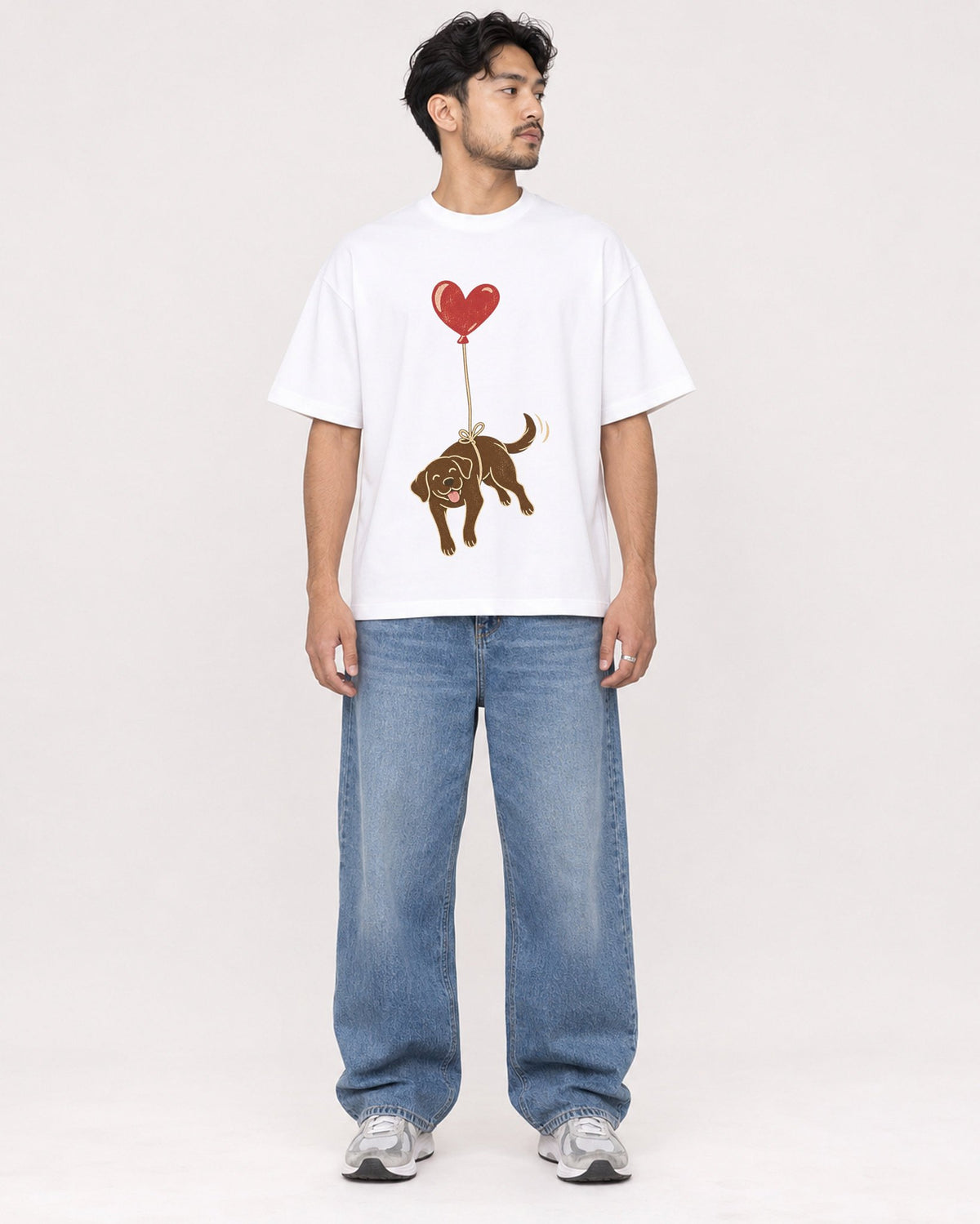 Mockup Boxy Heavyweight Tee White male full-body 02