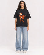 Mockup Boxy Heavyweight Tee Black female full-body 07