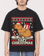 Mockup Boxy Heavyweight Tee Black male close-up 03