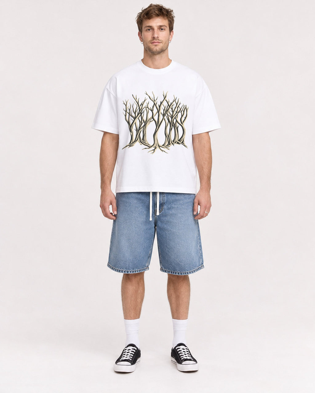 Mockup Boxy Heavyweight Tee White male full-body 08