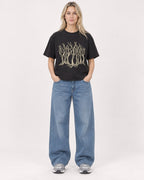 Mockup Boxy Heavyweight Tee Black female full-body 08