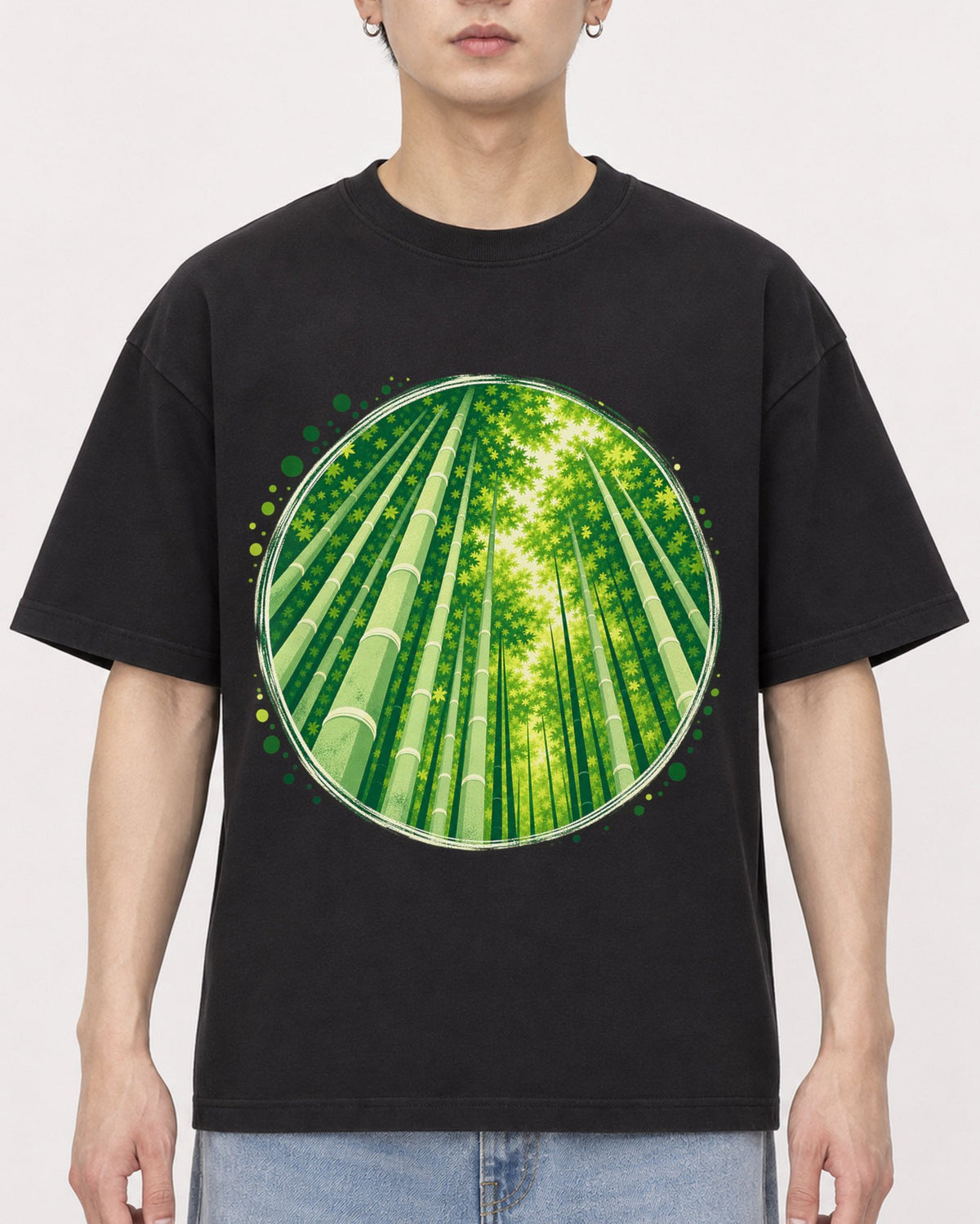 Mockup Boxy Heavyweight Tee Black male close-up 01