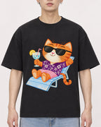 Mockup Boxy Heavyweight Tee Black male close-up 01