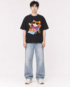 Mockup Boxy Heavyweight Tee Black male full-body 01