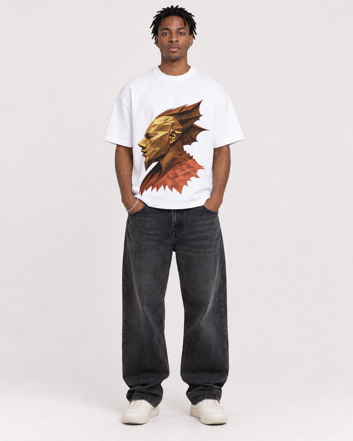 Mockup Boxy Heavyweight Tee White male full-body 05