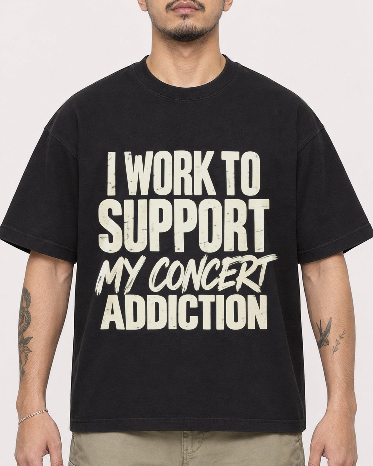 Mockup Boxy Heavyweight Tee Black male close-up 12