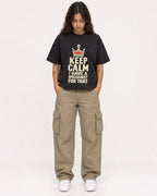 Mockup Boxy Heavyweight Tee Black female full-body 06