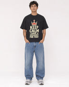 Mockup Boxy Heavyweight Tee Black male full-body 06