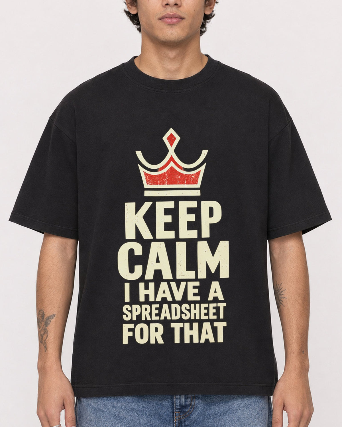 Mockup Boxy Heavyweight Tee Black male close-up 06