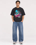 Mockup Boxy Heavyweight Tee Black male full-body 10