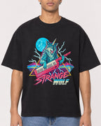 Mockup Boxy Heavyweight Tee Black male close-up 10