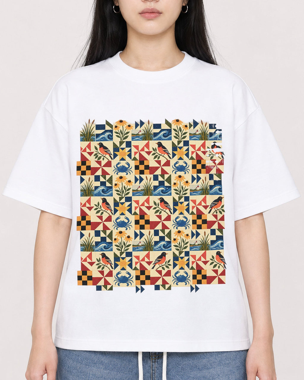 Mockup Boxy Heavyweight Tee White female close-up 01