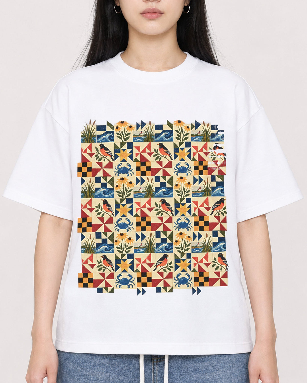 Mockup Boxy Heavyweight Tee White female close-up 01