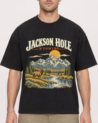 Mockup Boxy Heavyweight Tee Black male close-up 08