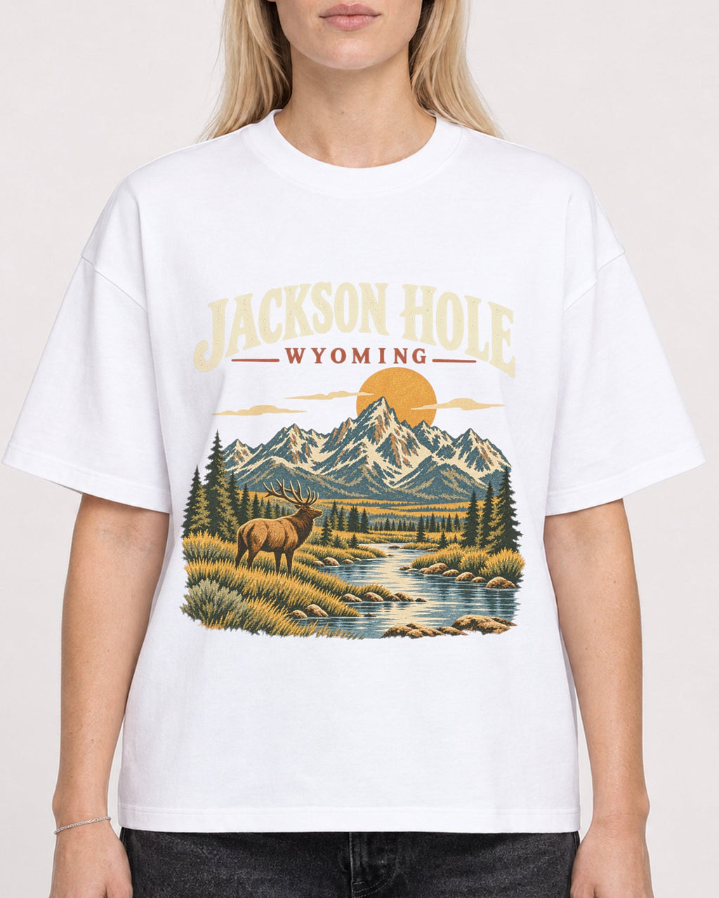 Mockup Boxy Heavyweight Tee White female close-up 08