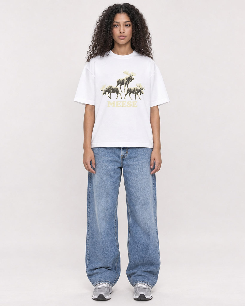 Mockup Boxy Heavyweight Tee White female full-body 10