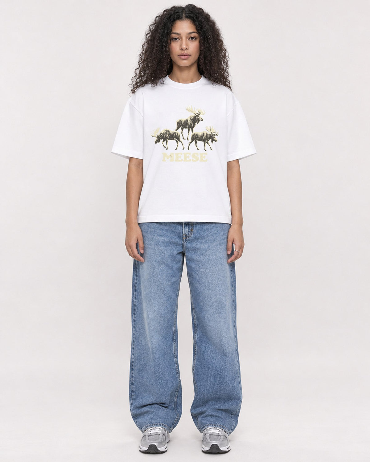 Mockup Boxy Heavyweight Tee White female full-body 10