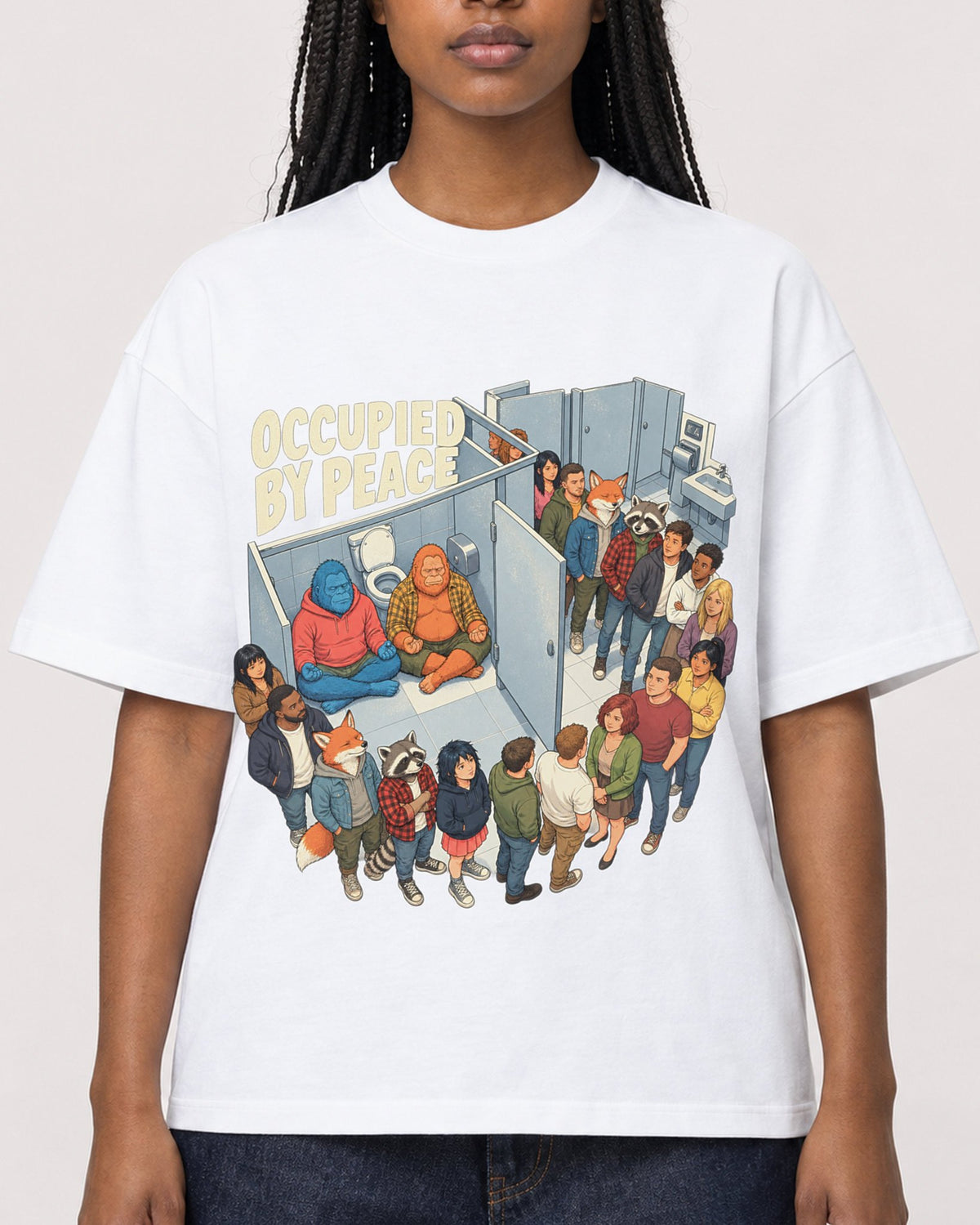 Mockup Boxy Heavyweight Tee White female close-up 04