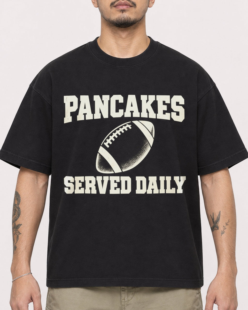 Mockup Boxy Heavyweight Tee Black male close-up 12