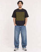 Mockup Boxy Heavyweight Tee Black male full-body 02