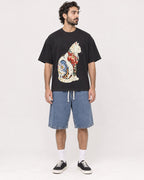 Mockup Boxy Heavyweight Tee Black male full-body 47