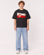 Mockup Boxy Heavyweight Tee Black male full-body 09