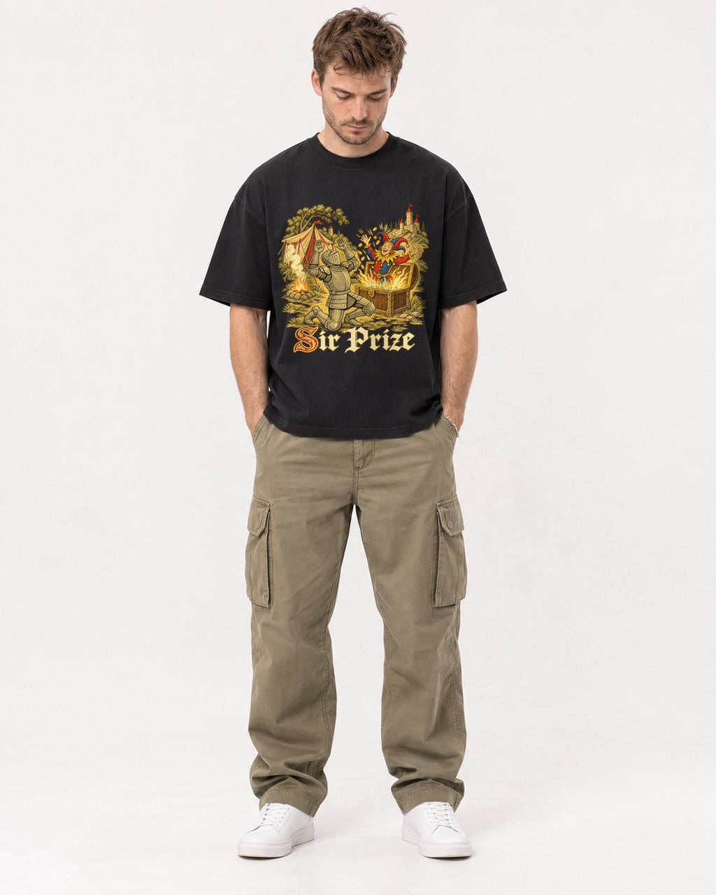 Mockup Boxy Heavyweight Tee Black male full-body 08