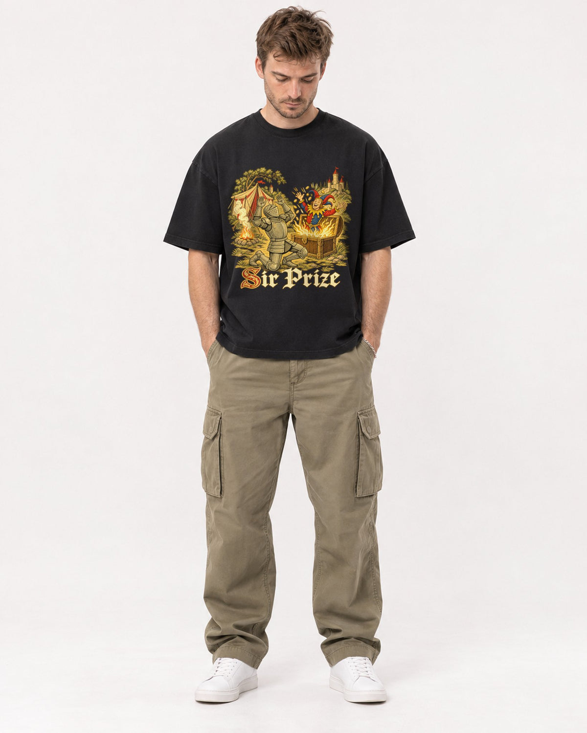 Mockup Boxy Heavyweight Tee Black male full-body 08