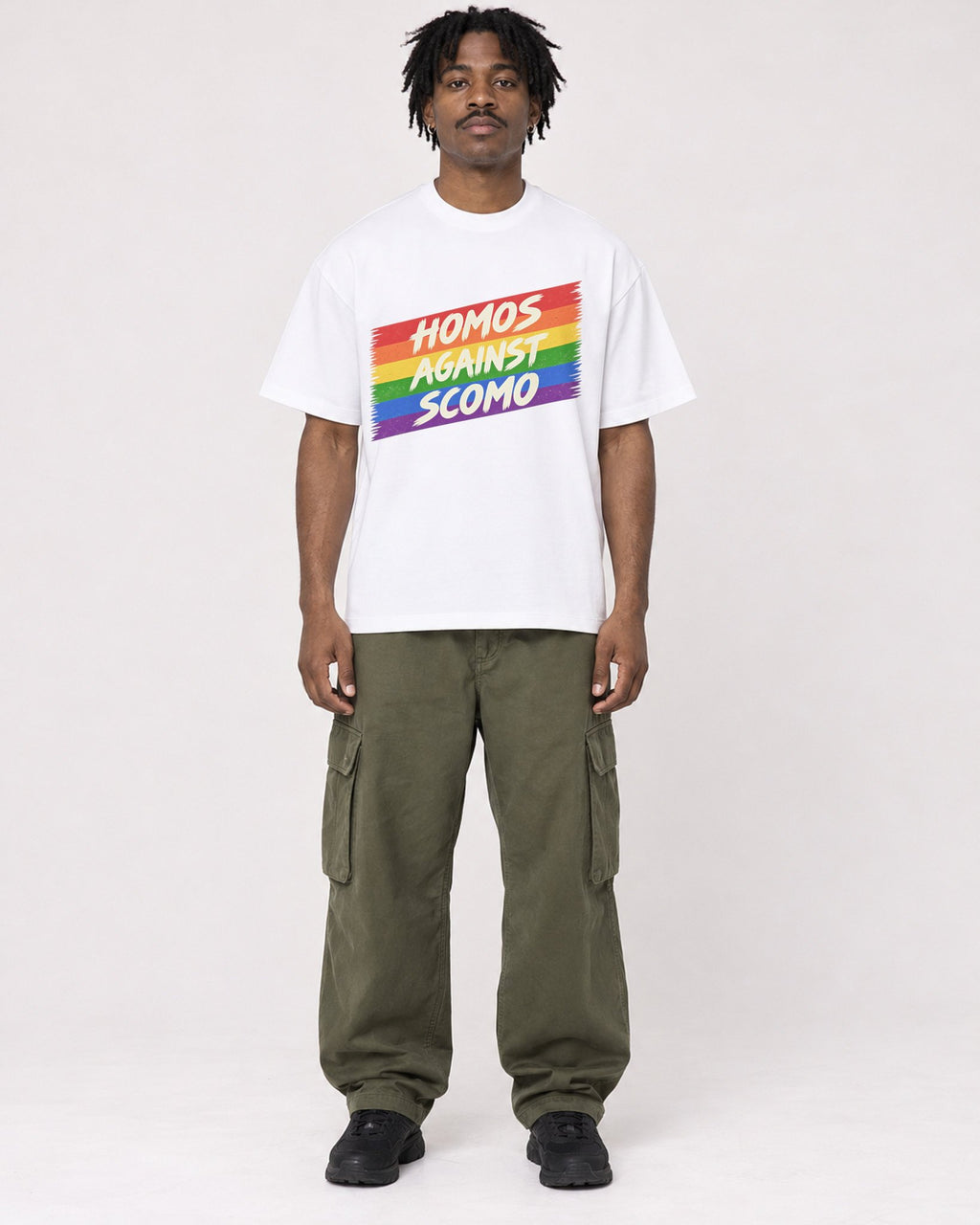 Mockup Boxy Heavyweight Tee White male full-body 04
