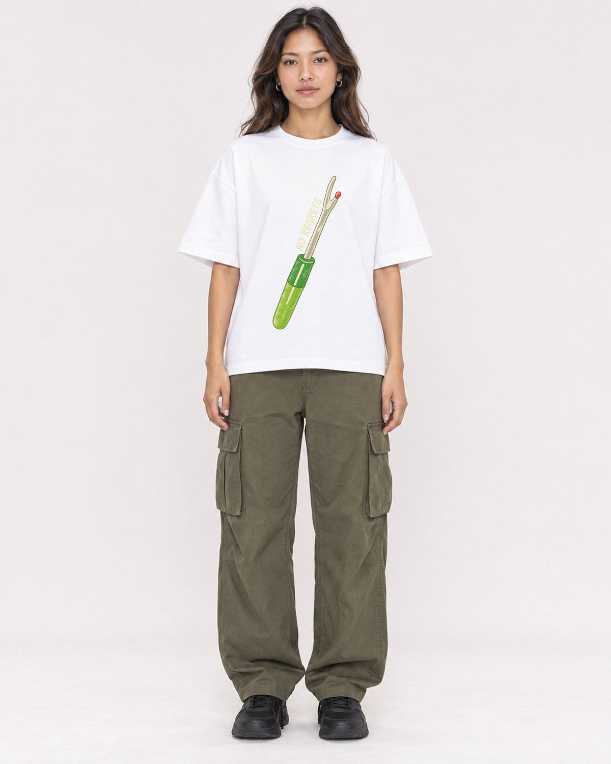 Mockup Boxy Heavyweight Tee White female full-body 02