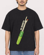 Mockup Boxy Heavyweight Tee Black male close-up 02