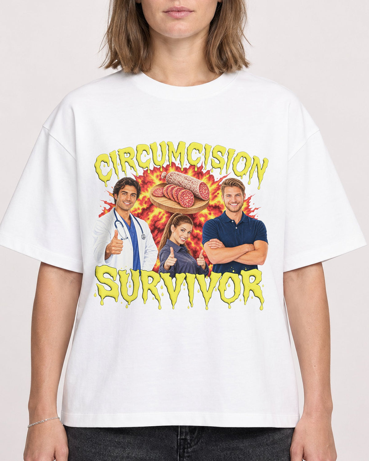 Mockup Boxy Heavyweight Tee White female close-up 38