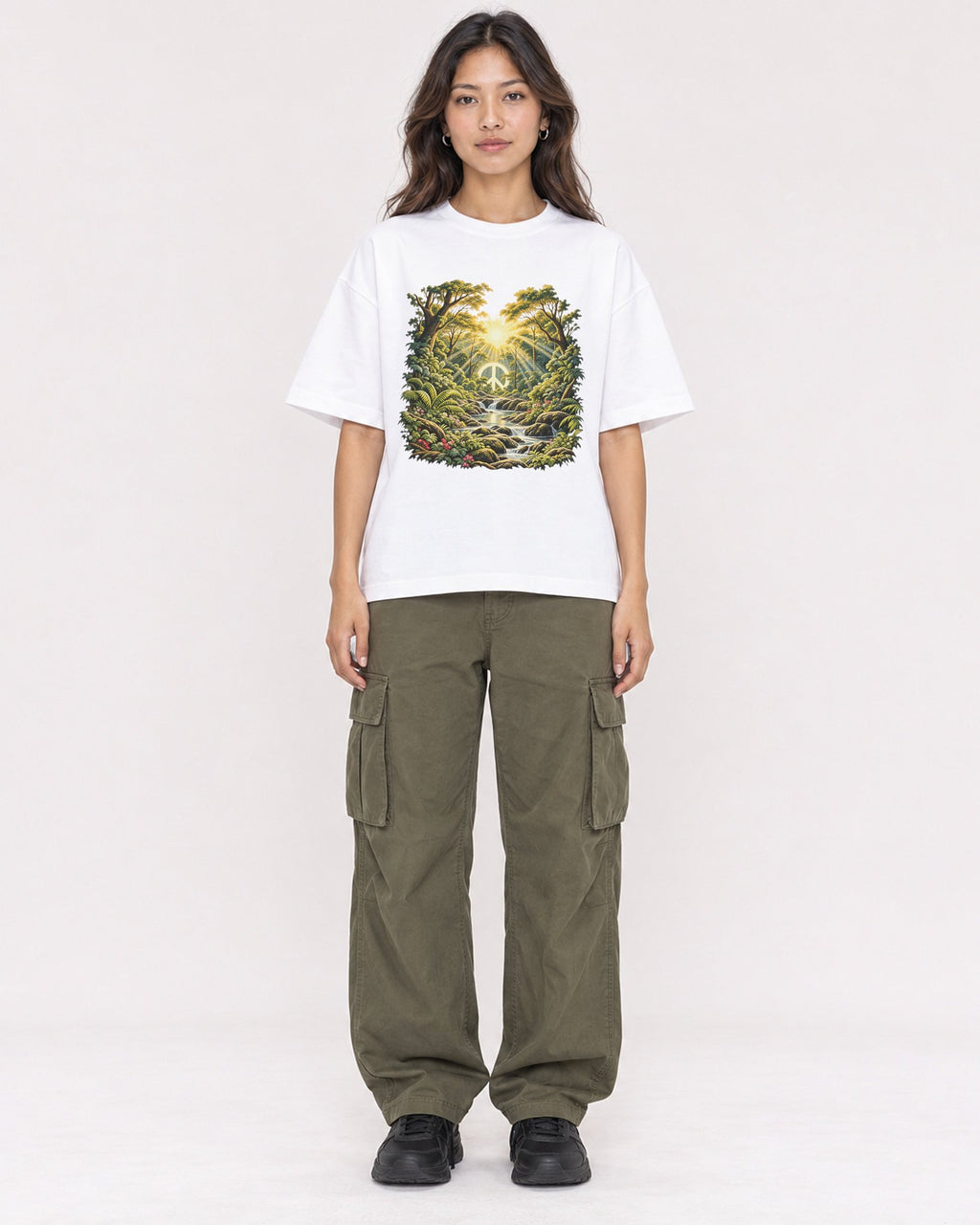 Mockup Boxy Heavyweight Tee White female full-body 02