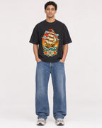 Mockup Boxy Heavyweight Tee Black male full-body 10