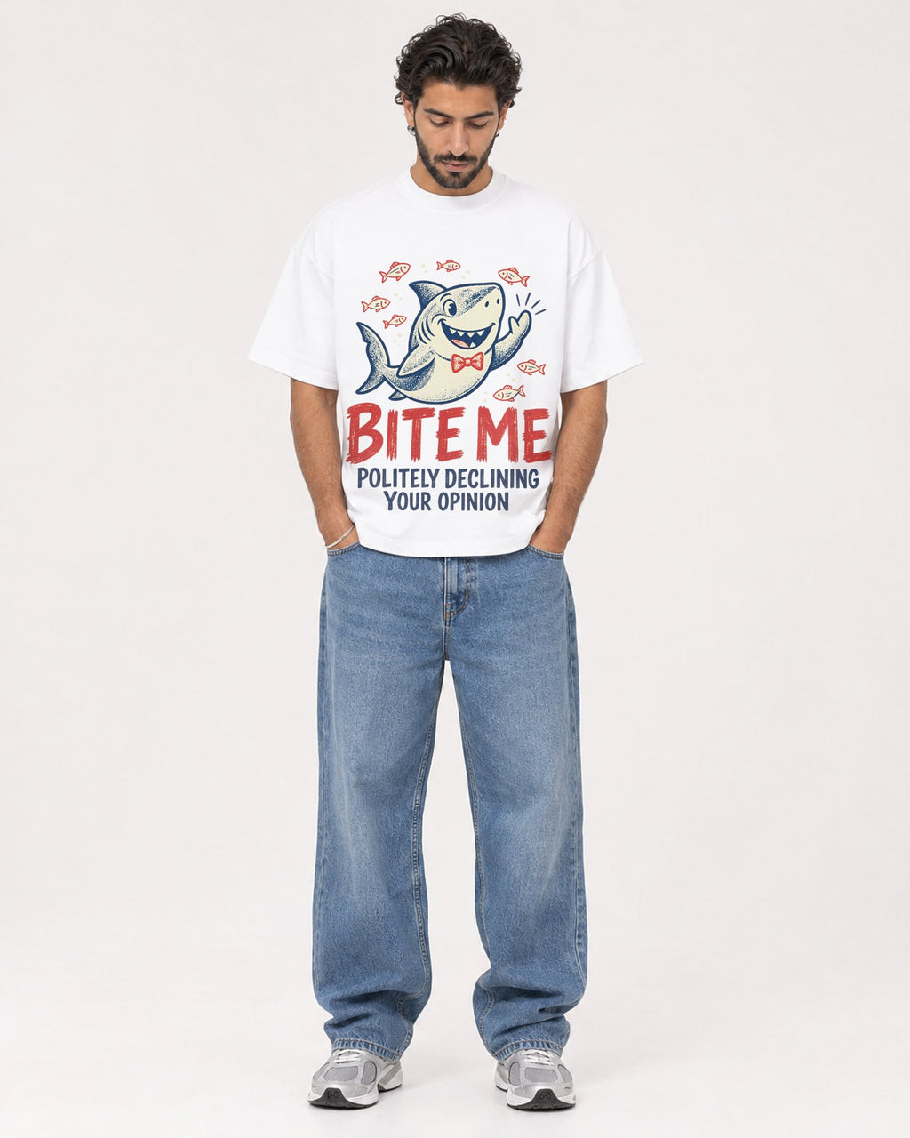 Mockup Boxy Heavyweight Tee White male full-body 47
