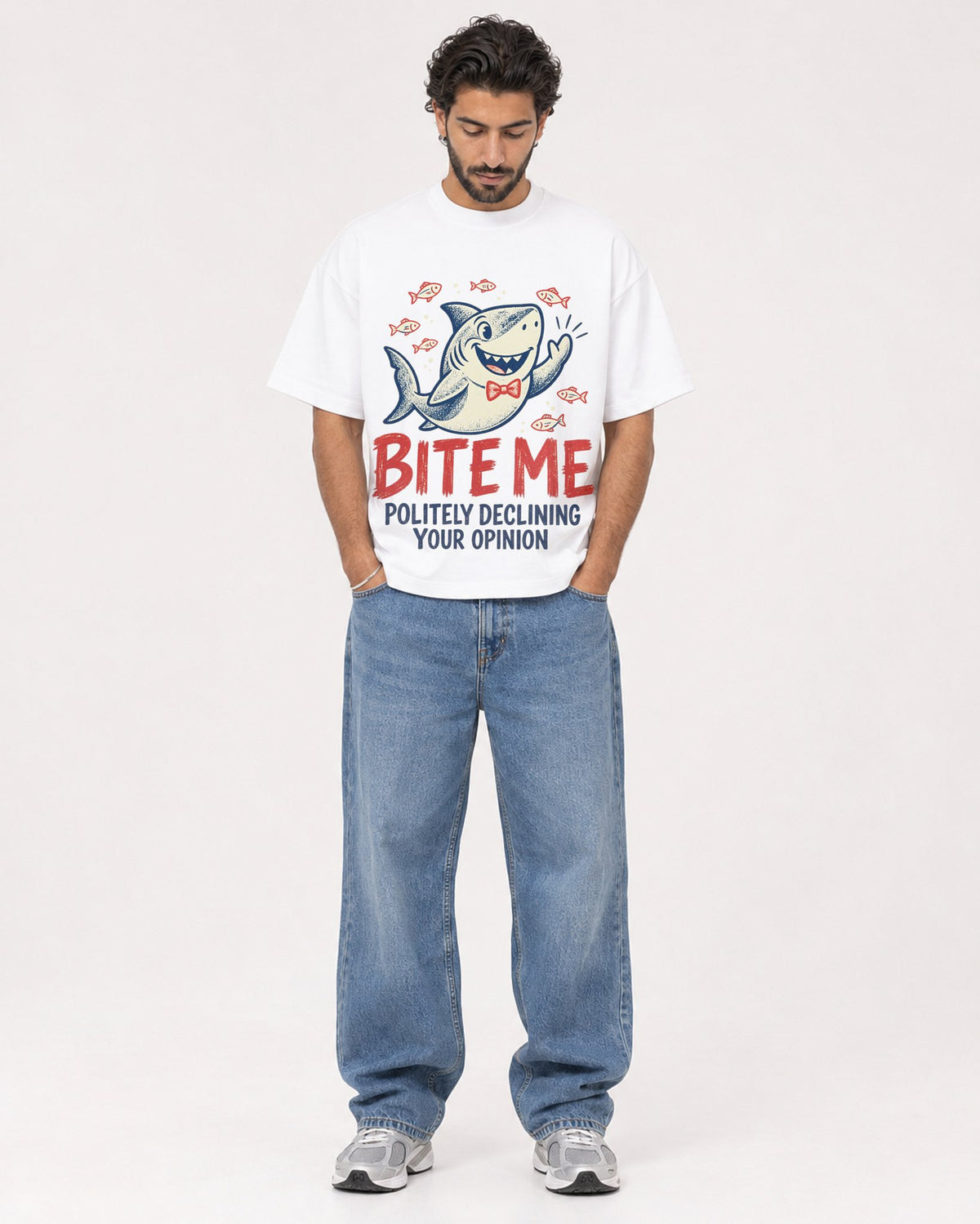 Mockup Boxy Heavyweight Tee White male full-body 47