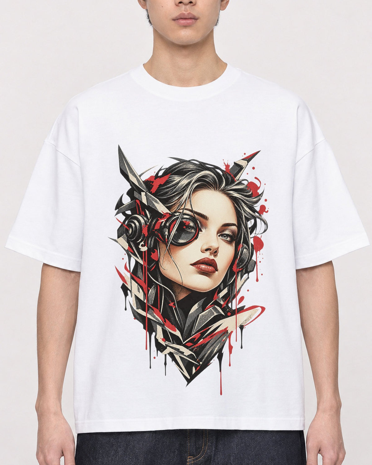 Mockup Boxy Heavyweight Tee White male close-up 01