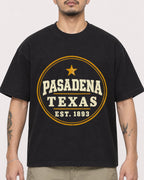 Mockup Boxy Heavyweight Tee Black male close-up 12