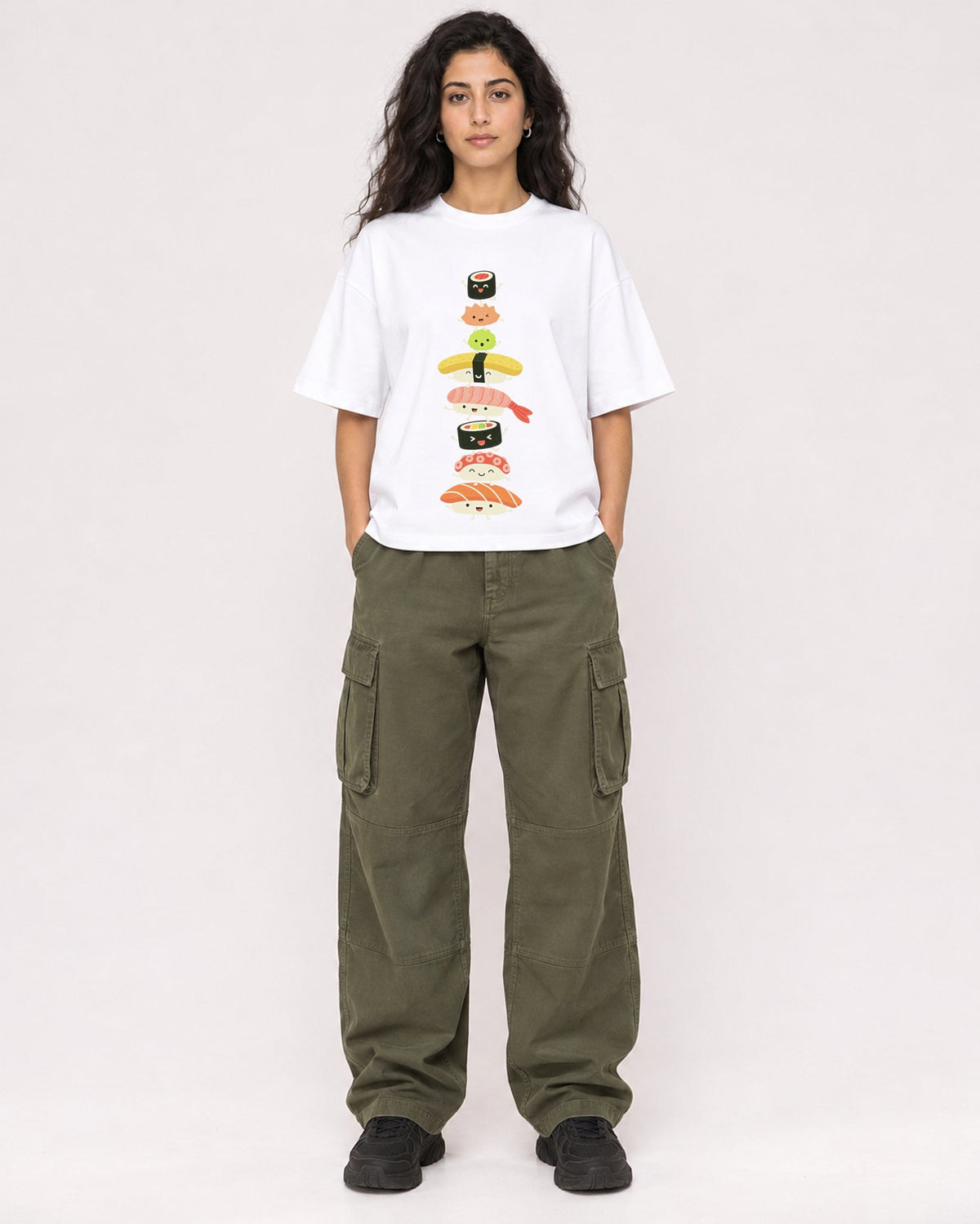 Mockup Boxy Heavyweight Tee White female full-body 07