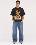 Mockup Boxy Heavyweight Tee Black male full-body 10