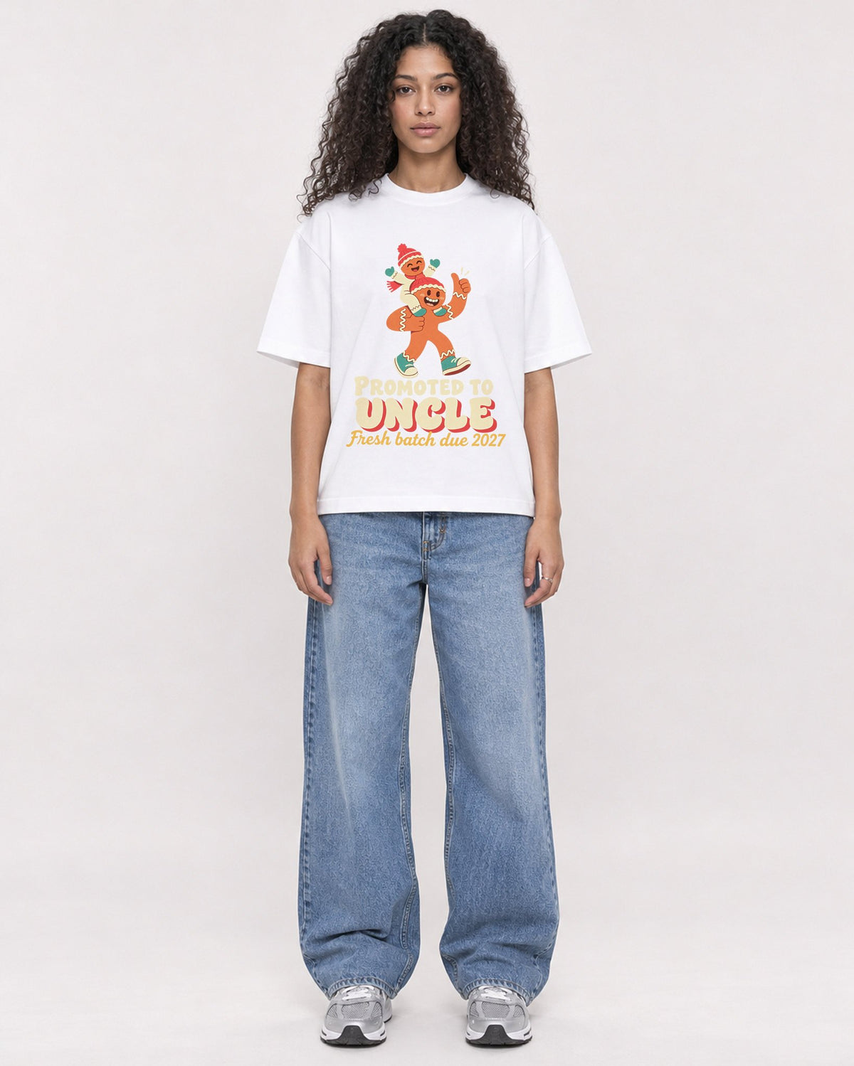 Mockup Boxy Heavyweight Tee White female full-body 10