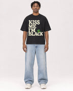 Mockup Boxy Heavyweight Tee Black male full-body 05