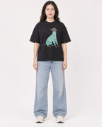 Mockup Boxy Heavyweight Tee Black female full-body 03