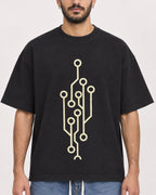 Mockup Boxy Heavyweight Tee Black male close-up 07