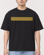 Mockup Boxy Heavyweight Tee Black male close-up 13